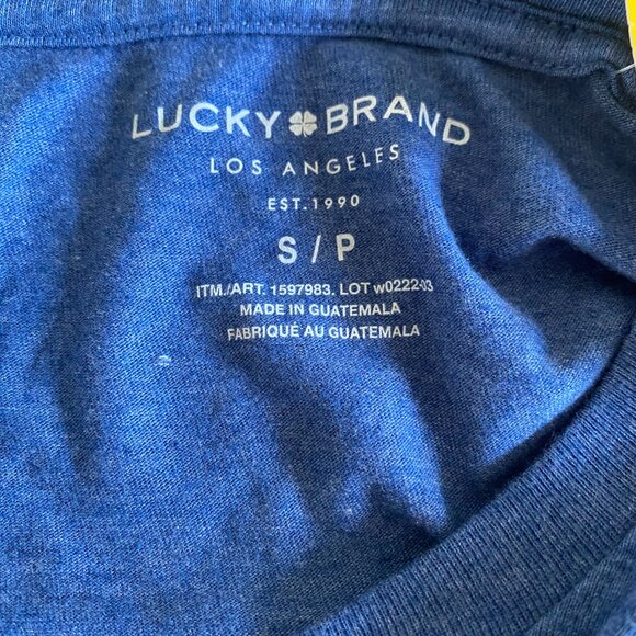Lucky Brand Men's Graphic Tee Men's Sz S Blue Logo NWT Too Tough To Die - Picture 5 of 7